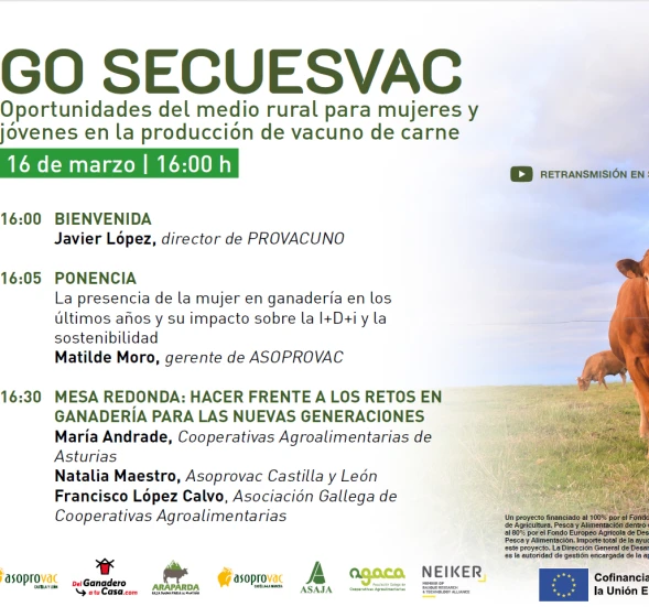 Webinar SECUESVAC: Oportunidades del medio rural para mujeres y jóvenes en la producción de vacuno de carne